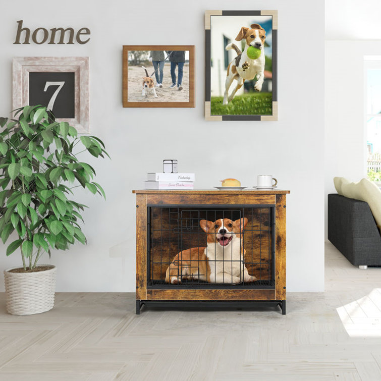 Dog cage on sale wooden frame